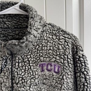 Boxercraft Gray Sherpa with Purple TCU Logo Sz L